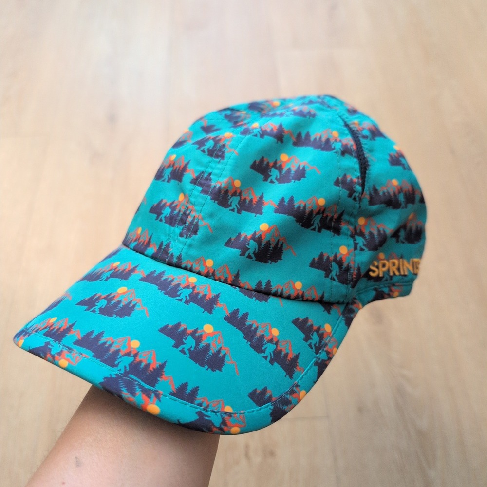 Sprints Bigfoot Mountain Running Hat Teal Orange Performance Adjustable Cap